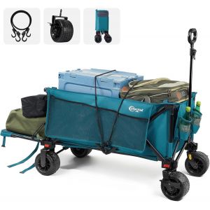 Chariot De Plage Avec Freins, Chariot De Plage Pour Sable Avec Roues Larges, Chariot De Camping De 300 L, Chariot De Camping Avec Hayon Réglable, Chariot Pliable Robuste Pour Événement De - Neuf