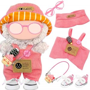 Lot de 6 vêtements pour poupée en peluche de 17 cm - Accessoires mignons pour poupée avec chapeau, haut, combinaison, lunettes, chaussures d'appareil photo pour garçons et filles - Cadeaux (sans - Neuf