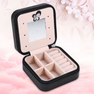 Mini Boite A Bijoux En Pu Avec Fermeture Eclair, Etui De Rangement Pour Boucles D'oreilles, Colliers Et Bagues, Tour Eiffel, Noir - Neuf