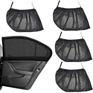 lbgwp60-4 Pièces Moustiquaires De Fenêtre De Voiture Moustiquaires De Fenêtre Latérale Protection Uv Fenêtre Latérale Maille Rideaux De Voiture Taille Universelle Pour 98% Toutes Les Voitures (Noir) - Neuf