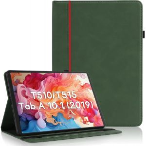 Coque Pour Samsung Galaxy Tab A 10.1 T510/T515 Tablette 2019 - Étui Housse De Protection Cuir Pu Avec Fonction Support/Portefeuille Coque Tablette Galaxy Tab A 10.1 (Vert) - Neuf