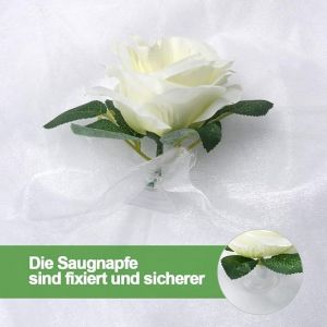 D&eacute;coration De Voiture De Mariage, Ornement De Fleur De Mari&eacute;e, Ruban De Voiture De Mariage, D&eacute;coration De Voiture De Mariage Romantique, Ornement D'anniversaire De Mariage (Blanc) - Neuf