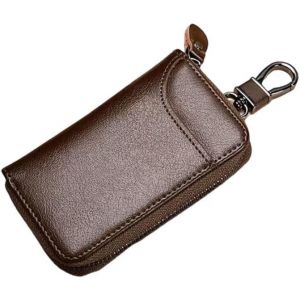 TRAHOO-Etuis Pochette Porte Cl&eacute;s Cuir, &Eacute;tui Porte-Cl&eacute;s Voiture avec 6 Crochet Clip pour Homme et Femme,Crochets et Poches - Neuf