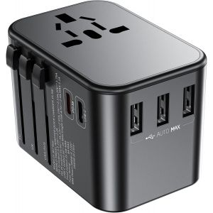 JGD-35W Reiseadapter Weltweit mit 1 PD35,1 USB C,3 USB-A und 1 AC Steckdose,Travel Adapter f&uuml;r 200 L&auml;ndern Verwendet,Darunter EU,UK,USA,AUS USW - Neuf