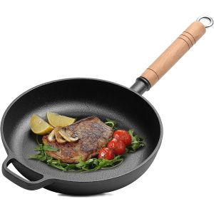 Subzonal-Po&ecirc;le En Fonte Non Rev&ecirc;tue, Po&ecirc;le En Fonte De Haute Puret&eacute; Avec Manche En Bois Massif, Effet Antiadh&eacute;sif Naturel, Po&ecirc;le &Agrave; Frire Pour Tous Les Types De Feux, Y Compris Induction (29 Cm) - Neuf