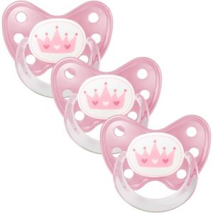 Set De 3 T&eacute;tines Orthodontiques En Silicone-Taille 3,D&egrave;s 14 Mois-La Sucette Pour B&eacute;b&eacute; &Eacute;vite Le D&eacute;salignement Des Dents-Fabriqu&eacute; En Allemagne-Sans Bpa-Couronne,Rose - Neuf