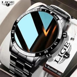 Lige-Montre Intelligente De Sport En Acier Pour Homme, Appel Bluetooth, Écran Tactile Complet, Montre Intelligente De Fitness, Étanche Ip67, Android, Ios, Luxe, Nouveau.Black. - Neuf