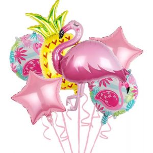 CAUC-Ballon pour F&ecirc;te &agrave; Hawa&iuml;, 6 Pi&egrave;ces Ballons en Aluminium D'&eacute;t&eacute;, Ballons de Hawa&iuml;ens Tropicaux, Ballon Ananas Flamant D'&eacute;t&eacute; pour F&ecirc;te &agrave; la Piscine, Anniversaire &agrave; la Plage - Neuf