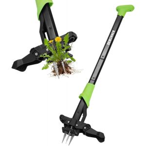 NouvelHorizonstore-D&eacute;sherbeur Manuel et Extracteur de Mauvaises Herbes avec P&eacute;dale Longueur 100cm, 4 Griffes arrache-Racines en Acier en Outil de D&eacute;sherbage Longue Manche pour Enlever Les Mauvaises H - Neuf