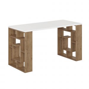 bureau en bois "Maze" 140 x 60 x 75 cm - Blanc - Neuf
