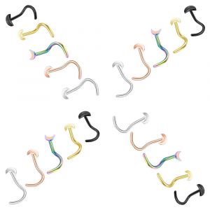 Lot De 20 Piercings De Nez En Acier Inoxydable, Forme L, Tige Incurvée, Forme Lune - Neuf
