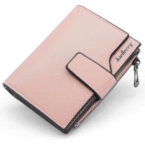 Porte Monnaie Femme En Cuir Pu Porte Feuilles Pour Femme Court Lisse Et Souple Petit Portefeuille Femme Avec 16 Emplacements Cartes Et Zippé Pochette À Monnaie (Rose-S) - Neuf