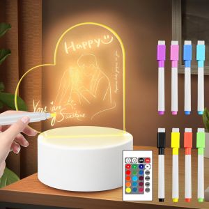 Eryi-Veilleuse Effaçable En Forme De C?ur À Faire Soi-Même : Lampe De Chevet Avec Tableau À Lettres Led 3d, Tableau De Notes Led, Tableau De Notes À Faire Soi-Même, Tableau De Message Usb, Lumière - Neuf