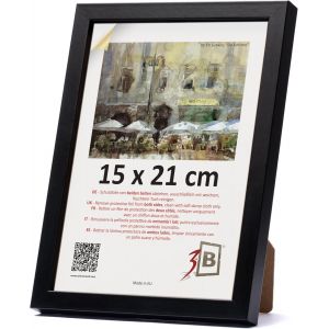 FCHHK-Cadre de l'image MEGA - Noir - 15x21 cm (A5) - cadre photo en bois avec verre acrylique - Neuf