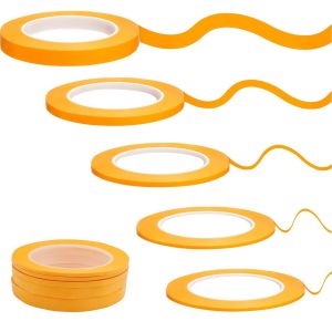 Mevronisshop-5 Rouleaux Ruban De Masquage - 3/5/10/12 Mm X 50 M Tapes - Ruban Vinyle Pour Masquage De Précision, Orange Adhesif De Masquage Peinture Imperméable, Pour Peinture Voiture Bricolage Artis - Neuf