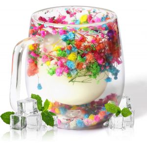 370ml Getrocknete Fleur Tasse A Cafe Double Paroi, Tasse Th&eacute; Mit Henkel, Isolierte Kaffeetasse Geburtstagsgeschenke F&uuml;r Mama Freundin Lehrerin - Neuf