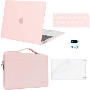 Coque Compatible Avec Macbook Air 13 Pouces 2022-2018 A2337 M1 A2179 A1932 Retina,&Eacute;tui Rigide Plastique Case&Sac De Transport&Housse Clavier&Protecteur D'&Eacute;cran&Couverture Webcam,Rose Craie - Neuf