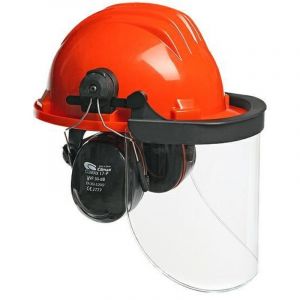 Climax - Helmet Of Professional Construction With Face Protection And Hearing Protection, Helmet Of Safety, Colour Orange - Neuf
