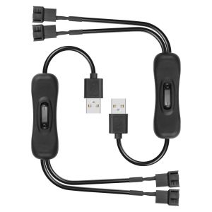 KALANKA-2xUSB à 3/4 broches 1 à 2 interrupteurs câble de ventilateur 5V USB-a mâle à 5V double 3/4 broches mâle câble de ventilateur de châssis(15,55 pouces)(5V à 5V 4 aiguilles) - Neuf