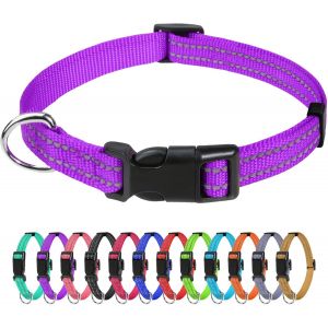 Eryi-Collier Pour Chien, Collier En Nylon Réfléchissant Réglable Classique Convient Pour Chiot Et Chat, Violet, 1.0cm Largeur - Neuf