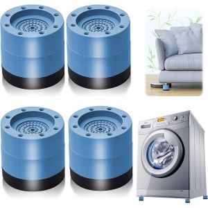 Coussinets anti-vibrations, 4 pièces, patins en caoutchouc pour lave-linge et sèche-linge (bleu, 6 cm) - Neuf