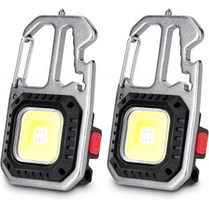 DOOL-Lot De 2 Mini Lampe De Poche Led 800 Lumens,Lampe De Travail Portable,Porte-Clés 7 Modes Usb Rechargeables D'Inspection Avec Tournevis Pour Urgence/Réparation/Camping - Neuf