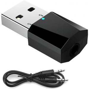 BNHGO-Adaptateur USB Bluetooth 5.1 Clé Bluetooth,Adaptateur Bluetooth Récepteur Audio 5.0 avec Câble Audio de 3,5 mm pour TV/système Audio Domestique - Neuf