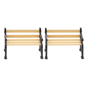 2pcs Mini Maison Banc Miniature Meubles Chaise De Parc Jardin Village Patio Banc (Noir) - Neuf