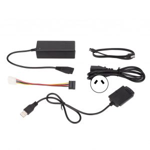 Cable adaptateur convertisseur SaTa PaTa IDE vers USB 2.0 pour disque dur HDD 2,5 pouces 3,5 pouces avec alimentation secteur externe 100 a 240 V, prise aU - Neuf