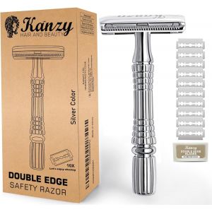 Safety Razor With 10 Blades Eco Friendly Reusable Traditional Stainless Steel Mechanical And Manual Safety Razor For Men And Women Safety Razor Kit For Face And Body - Neuf