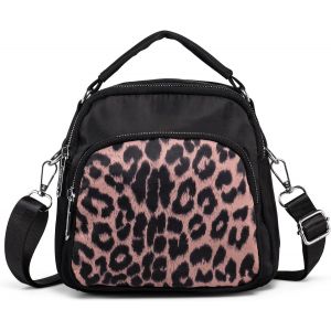 nzqaf-Sacoche Femme Bandoulière, Petit Sac Bandouliere Femme en Tissu - Mini Sac a Dos avec Poignée - Sac a Main avec Imprimé Léopard - Neuf