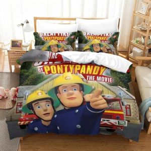 Housse De Couette Camion De Pompier Parure De Lit Sam Le Pompier Taie D'oreiller Parure De Lit Sam Le Pompier Simple Twin Full Queen King Size - Neuf