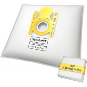 McFilter - 10 sacs d'aspirateur compatibles avec aspirateus Kärcher VC 6 Premium - VC6100 - VC6.150 - VC6200 - VC6300 - comme 6.904-329.0 - disque de protection en plastique avec joint anti-poussière - Neuf