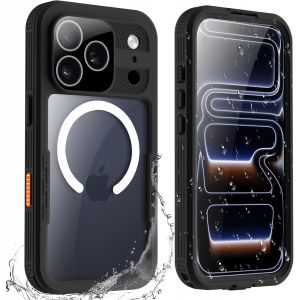 LORANKA-&Eacute;tui &eacute;tanche Compatible avec iPhone 17 Pro, &Eacute;tanch&eacute;it&eacute; IP68, &Eacute;tui de Protection &agrave; 360&deg;, R&eacute;sistant aux Chocs et &agrave; la Poussi&egrave;re, avec Protection pour Appareil Photo/&eacute;cran, Noir - Neuf