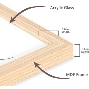 Cadre photo 30 x 40 cm ch&ecirc;ne solide en bois MDF avec passe-partout 21 x 30 cm (A4) Verre acrylique incassable &agrave; suspendre pour photos, images et posters - Neuf