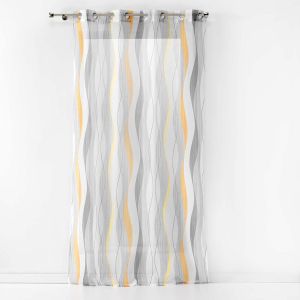 Kalanka-, Voilage &Agrave; ?illets 140 X 240 Cm Voile Sabl&eacute; Imprim&eacute; Ondulys Jaune/Blanc 1626862 - Neuf