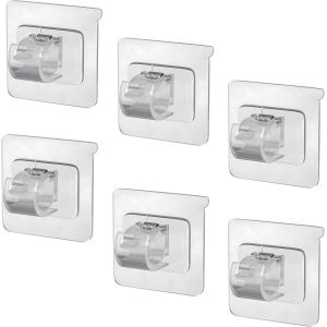 ERYI-Support Tringle Rideaux Sans Percage,6 Pièces Supports Pour Tringles À Rideaux Auto-Adhésifs Porte-Tringles De Montage Pour Barres À Serviettes, Salles De Bains, Cuisines (Transparent) - Neuf