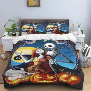 Parure De Lit 3d Motif T&ecirc;te De Mort Pour Halloween, Housse De Couette, Decoration D'halloween, Pour Lit Simple, Double Ou King Size - Neuf