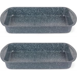 Subzonal-Combo-5446 Plat &Agrave; R&ocirc;tir Nightfall Stone, 38 Cm, Marbre Bleu, Lot De 2 - Neuf