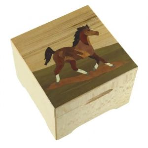 Gymnopédie n°1 (Erik Satie) - Boîte à musique - boîte musicale traditionnelle en bois avec marqueterie cheval - Neuf