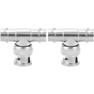LETNERNY-2 Pcs Connecteur Bnc, Adaptateur Coaxial En Forme De T, Connecteur Coaxial Bnc M&acirc;le Vers Double Femelle Triple, 3 Voies Connecteur R&eacute;partiteur Combinateur, Connecteur T Pour S&eacute;curit&eacute; Du C&acirc;bl - Neuf