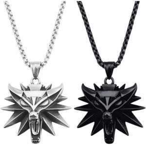 Kal-Lot De 2 Colliers Avec Pendentif Tête De Loup Pour Homme, Décoration De Vêtements, Colliers Avec Pendentifs Intéressants, En Acier Inoxydable, Taille Unique, Acier Inoxydable - Neuf