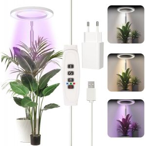 KALANKA-Lampe Plante, Lampe de Croissance à Spectre Complet, Hauteur réglable Lamp Plante Interieur Avec Minuterie de 3/9/12 Heures, 9 Niveaux de Luminosité, Convient aux Plantes D'intérieur - Neuf