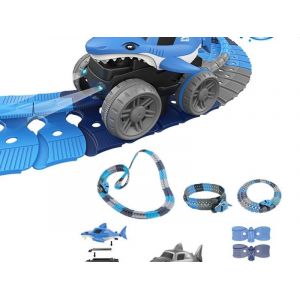 Circuit de course de requins à LED 92 pièces avec pièces personnalisables et fonctions phosphorescentes - Neuf