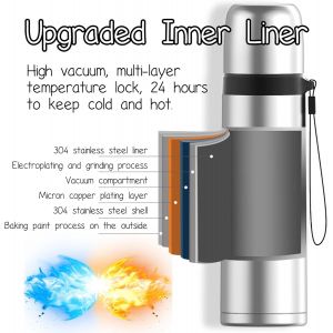 500ml Bouteille En Acier Inoxydable Avec Tasse, R&eacute;sistant Au Lave-Vaisselle Gourde Double Paroi Isol&eacute;e Sous Vide, Pour Sport, Gym, Voyage,Boissons Chaudes Ou Froides - Or - Neuf