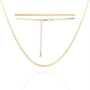 Kal-Collier Chaîne De Serpents Pour Femmes Hommes Colliers Ras Du Cou En Or Colliers De Chaîne À Chevrons Colliers Ras Du Cou Chaîne De Serpents - Neuf