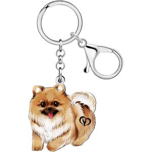 Kal-Porte-Cl&eacute;s Chien De Pom&eacute;ranie Accessoires En Acrylique Pom&eacute;ranie Cadeaux Pour Les Amoureux Des Chiens Femmes Filles Sac &Agrave; Dos Porte-Cl&eacute;s Charms - Neuf
