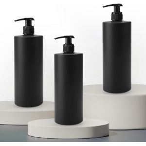 BHHBB-Distributeur de Savon Noir, 3 Pièces 500ml Rechargeable Bouteille de Shampoing en Plastique avec Étiquette, Flacon Pompe Vide pour Bain, Hôtel - Neuf