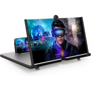 Agrandisseur Ecran Telephone 18 Pouces, Ecran Loupe Pour T&eacute;l&eacute;phone Portable, 3D Hd Loupe Pour Smartphone, Pour Regarder Des Vid&eacute;os De Films,Pour Tous Les Smartphones (Noir)[Z610] - Neuf