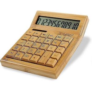 Calculatrice de bureau fonctionnelle Calculatrices en bambou &agrave; &eacute;nergie solaire avec grand &eacute;cran &agrave; 12 chiffres - Neuf